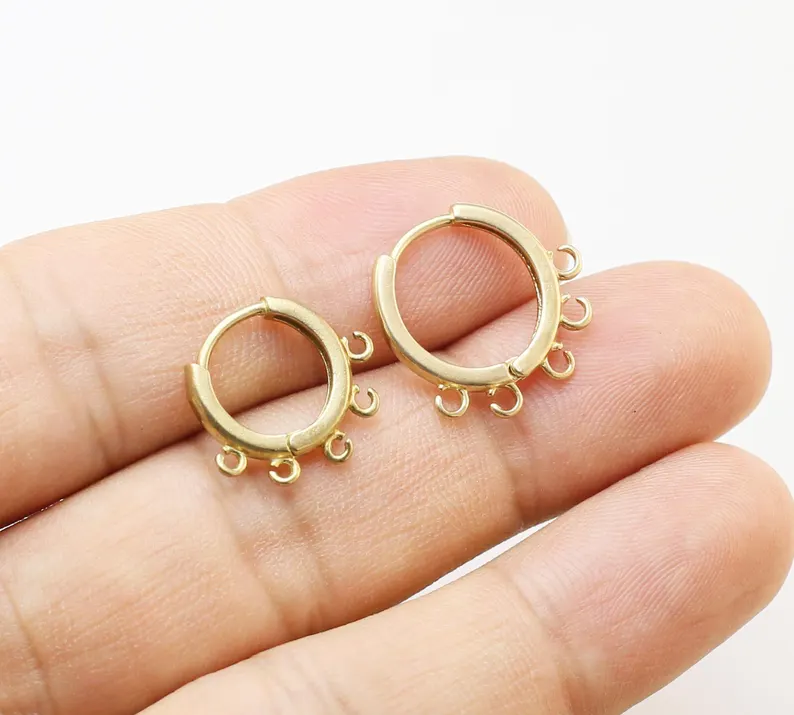 Hoop Earrings - 10pcs Brass Ear Hoops, Leverback Earring