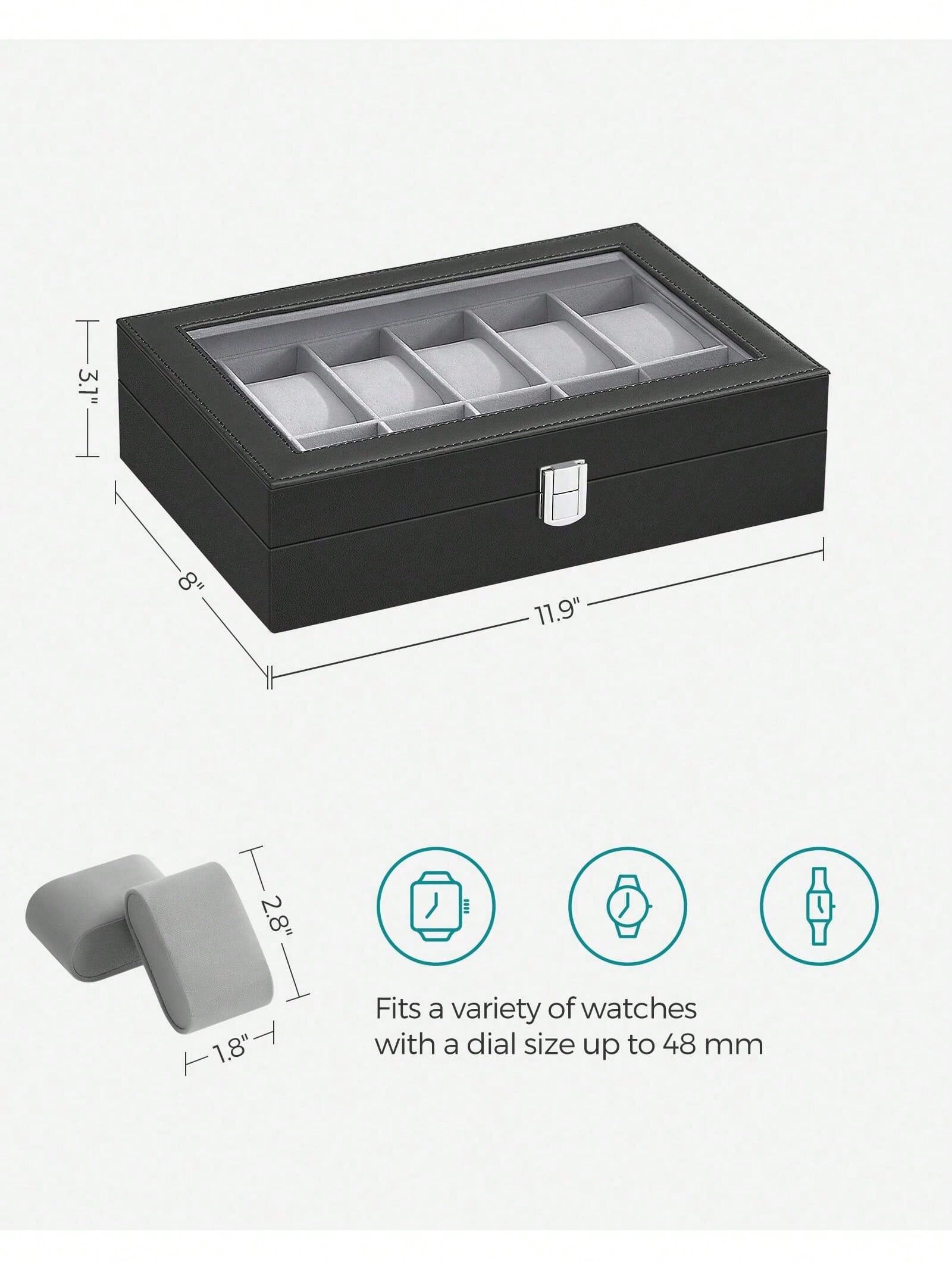 12-Slot Lockable Watch Box wit - Jewelry And Watches Box ulasan dan harga