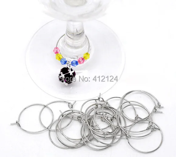 1000Pcs Silver Tone Wine Glass - Hoop Earrings ulasan dan harga
