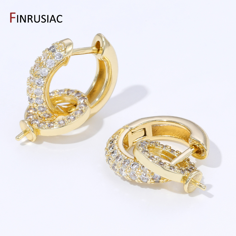 18K Gold Plated Brass Inlaid Z - Hoop Earrings ulasan dan harga